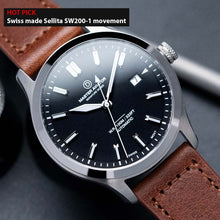 Load image into Gallery viewer, Swiss movement DIY Watch Kit | Pilot Watch with Sellita SW200-1 and brown leather straps |DWC x EONIQ Signature Master Aviator