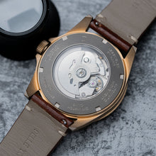 Load image into Gallery viewer, 42mm Blue Bronze Dive Watch kit with Vintage Brown Strap | D03 Deep Blue Sandwich Dial with BGW9 SuperLume | Movement: Seiko Automatic - case back