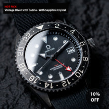 Load image into Gallery viewer, HOT PICK - Plated 925 Silver 42mm GMT Dive Watch | Vintage Diver with Patina | Aging experience | Seiko NH34