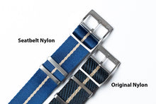 Load image into Gallery viewer, DIY Watch Club Classic Seatbelt Nylon Strap - Royal Blue with Khaki centerline