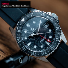 Load image into Gallery viewer, 42mm GMT Dive Watchmaking Kit with Forge Carbon Fiber Dial &amp; Bezel Insert | Seiko NH34