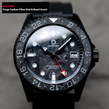 Load image into Gallery viewer, 42mm PVD Black GMT Dive Watchmaking Kit with Forge Carbon Fiber Dial &amp; Bezel Insert | Seiko NH34