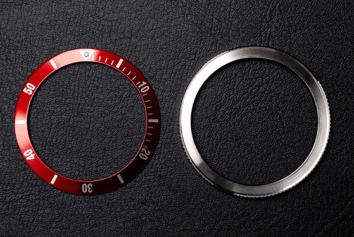 40mm red diver bezel bundle - 37.6mm Red DWC Aluminum Diver Bezel Insert and 39mm coin edge bezel