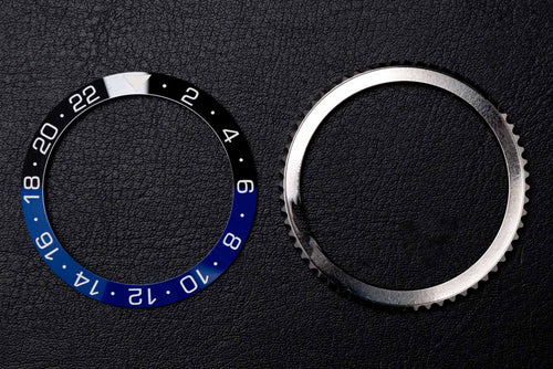 41.5mm Bezel Bundle - Diver Ceramic Batman GMT Bezel Insert (Black & Blue - Type B) & 24-click Bi-directional Bezel