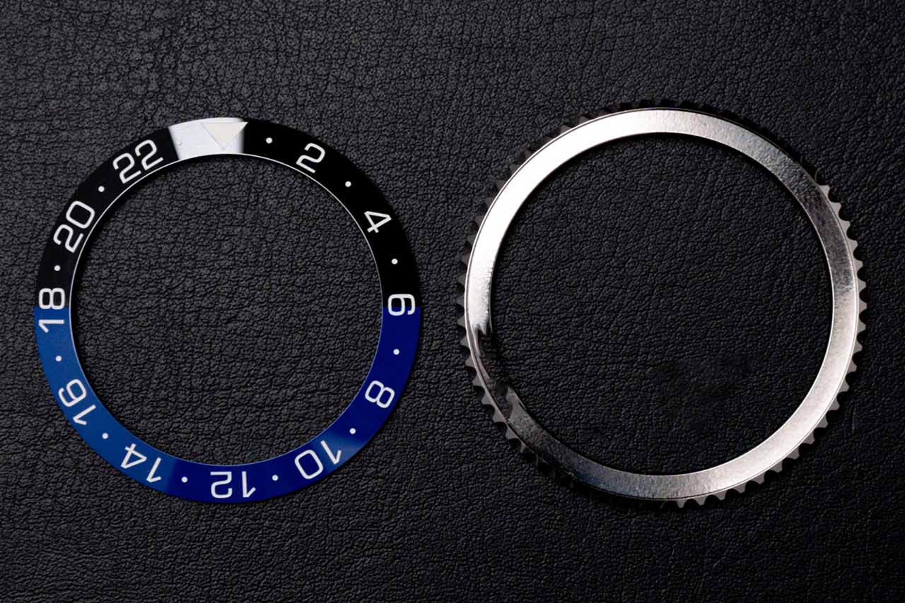 41.5mm Bezel Bundle - Diver Ceramic Batman GMT Bezel Insert (Black & Blue - Type B) & 24-click Bi-directional Bezel