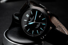 Load image into Gallery viewer, DIY WATCH CLUB - Swiss movement watchmaking kit - sw200 - all black swiss watch - lume shot