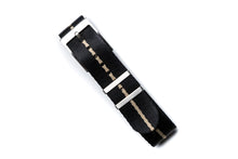 Load image into Gallery viewer, DIY Watch Club Classic Seatbelt Nylon Strap - Black with Khaki centerline