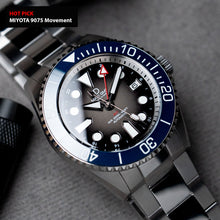 Load image into Gallery viewer, 42mm Miyota 9075 GMT dive watch kit  | MAXI GMT (Signature) Fumé Lacquer dial - Blue ceramic
