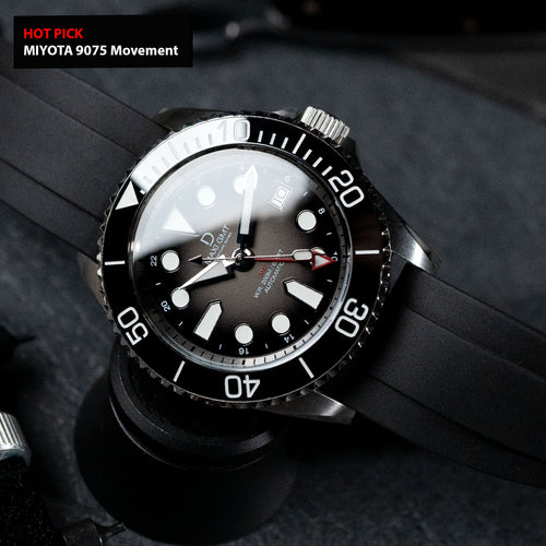 42mm Miyota 9075 GMT dive watch kit  | MAXI GMT (Signature) Fumé Lacquer dial