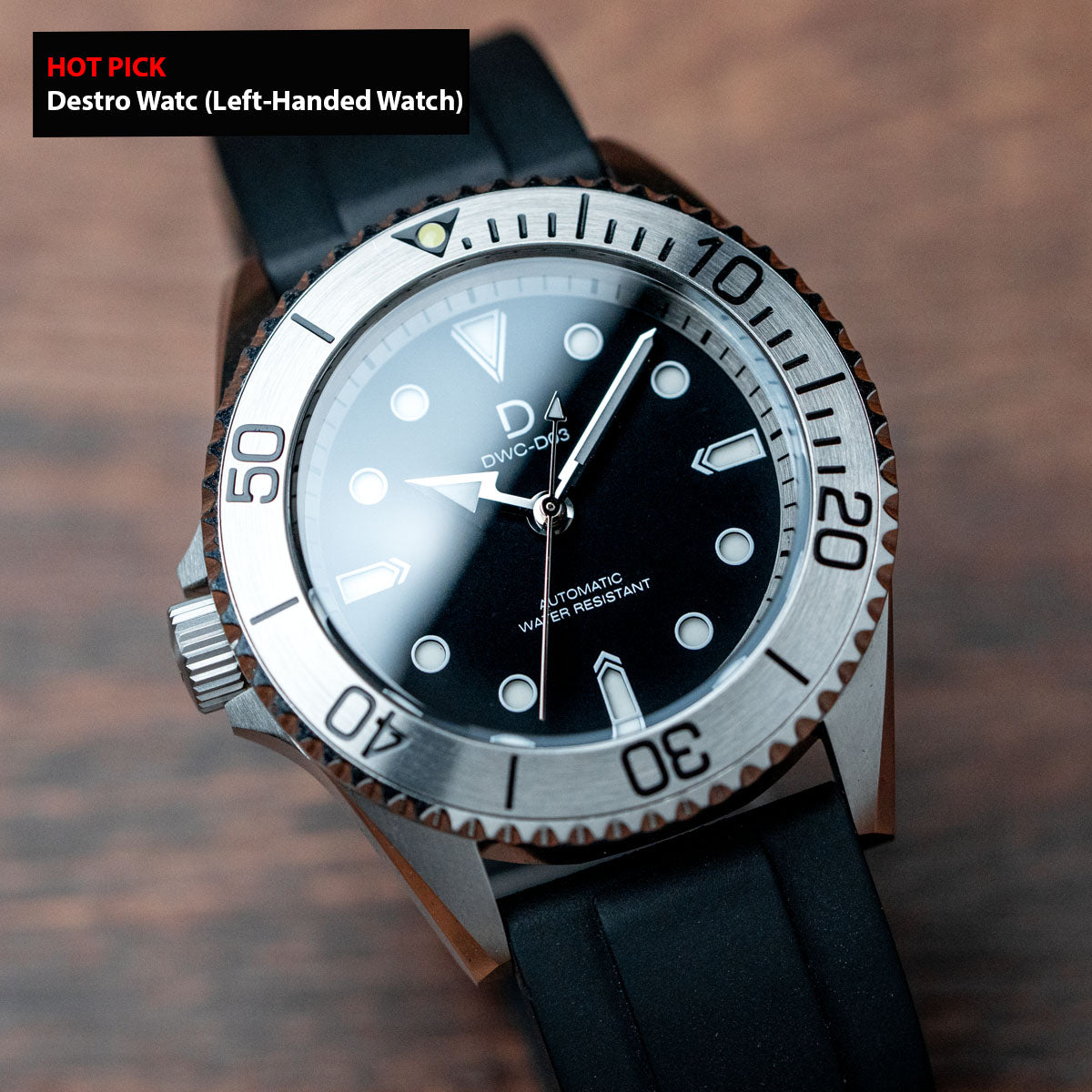 42mm Destro - The Left-handed Dive Watch Kit  | D03 Sandwich Dial with BGW9 Lume