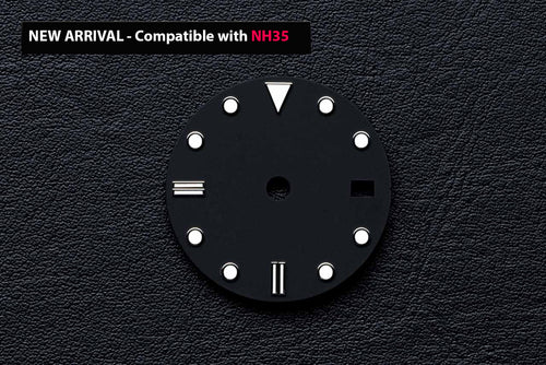DWC D02 Black Custom Watch Dial (BGW9) for Seiko NH35 - Full Custom Dial with silver custom engraving