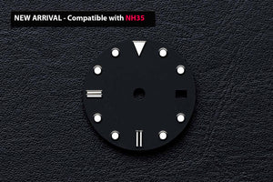 DWC D02 Black Custom Watch Dial (BGW9) for Seiko NH35 - Full Custom Dial with silver custom engraving