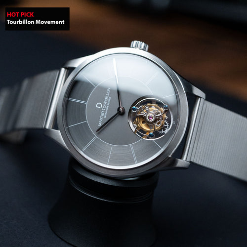 DWC Signature Master Tourbillon | Minimalist Tourbillon with Anthracite Sector Dial and wire bracelet
