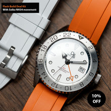 Load image into Gallery viewer, Flash Build Deal Kit With Extra Strap | 42mm GMT Dive Watch | Seiko NH34 Automatic GMT | 24hr Silver Bezel (Stainless Steel) | DWC-D03