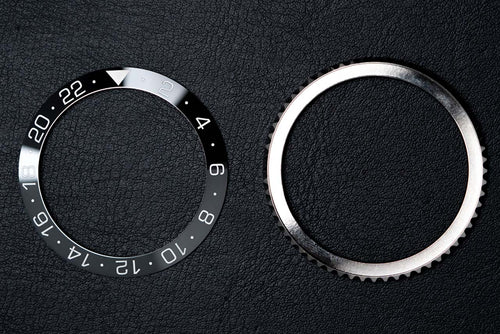 41.5mm Bezel Bundle - Diver Ceramic Bezel Insert (Black & Grey - Type B) & Silver Bezel