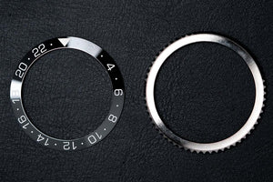 41.5mm Bezel Bundle - Diver Ceramic Bezel Insert (Black & Grey - Type B) & Silver Bezel