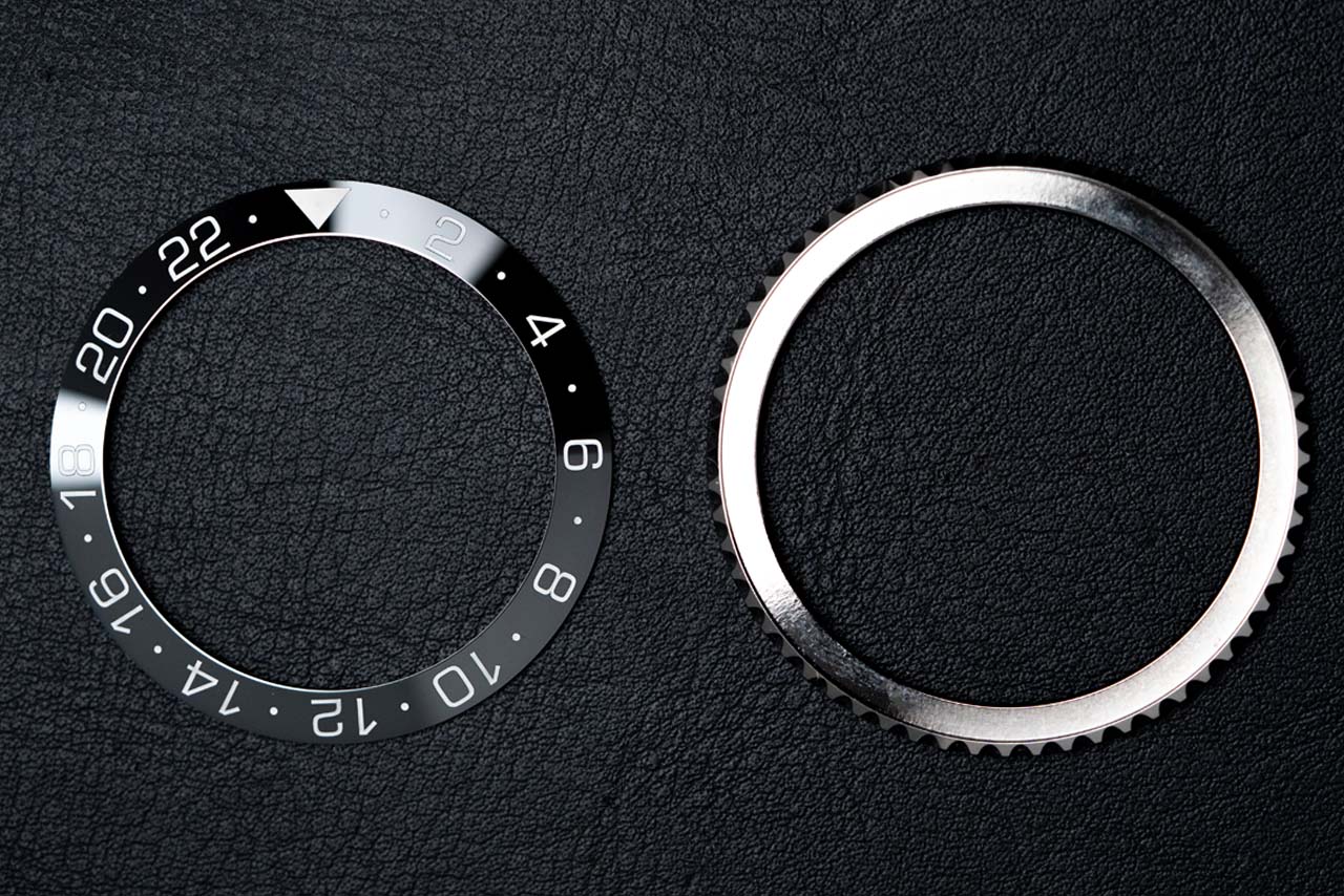 41.5mm Bezel Bundle - Diver Ceramic Bezel Insert (Black & Grey - Type B) & Silver Bezel