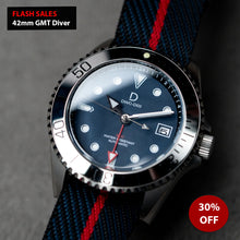 Load image into Gallery viewer, DIY Watch Kit | 42mm GMT Dive Watch | Seiko NH34 Automatic GMT | Silver Polished Bezel (Stainless Steel) | DWC-D03