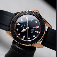Load image into Gallery viewer, DIY Watch Kit | 42mm Black and Rose Gold GMT Dive Watch | Seiko GMT movement | DWC-D02 
