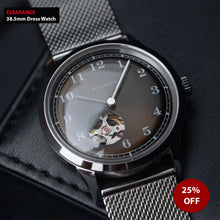 Load image into Gallery viewer, DIY Watchmaking Kit | 38.5mm Mosel - Brunette open heart vintage dress watch w/ Miyota 82S0