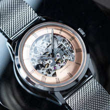 Load image into Gallery viewer, DIY Watchmaking Kit | 38.5mm Mosel series - Salmon Dial Skeleton vintage dress watch w/ Silver Miyota 8N24

