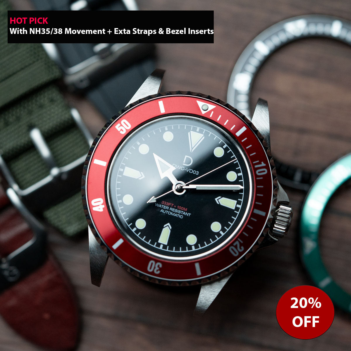 『5年保証』 Modding Combo] DIY Kit Bundle | 40mm Vintage Diver With 2 時計