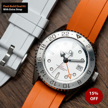 Load image into Gallery viewer, Flash Build Deal Kit With Extra Strap | 42mm GMT Dive Watch | Seiko NH34 Automatic GMT | 24hr Silver Bezel (Stainless Steel) | DWC-D03
