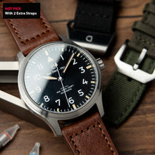 Load image into Gallery viewer, [Modding Starter Combo] DIY Watchmaking Kit | 40mm Pilot Watch with Sapphire Crystal &amp; 2 Extra Strap (82S0 or 8315 Miyota movement) 