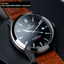Load image into Gallery viewer, Swiss movement DIY Watch Kit | Pilot Watch with Sellita SW200-1 and brown leather straps |DWC x EONIQ Signature Master Aviator
