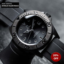 Load image into Gallery viewer, NEW ARRIVAL - 42mm ALL BLACK Stealth dive watch kit  | D03 Sandwich Dial with Black lume 