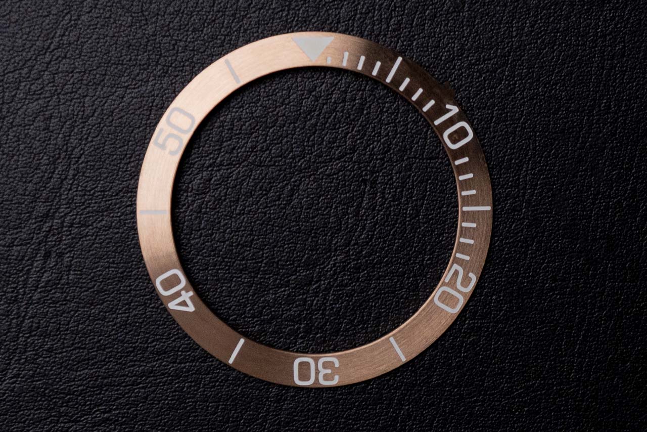 39.4mm Stainless Steel Diver Bezel Insert - Type B Champagne Rose Gold Brushed