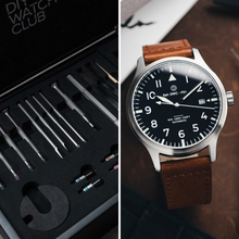 Load image into Gallery viewer, diy watch club pilot watchmkaing kit - pro tools box upgrade. in-house designed tools