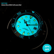 Load image into Gallery viewer, 42mm FULL LUME Dive Watch Kit | BGW9 and C3 Full Lume Dial (Sandwich) DWC-D03