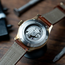 Load image into Gallery viewer, LIMITED - Bronze Pilot Watch kit | Aluminum Bronze Watch Case with brown leather strap