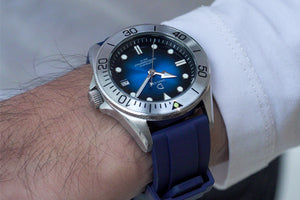 DIY Watch Club FKM Rubber Watch Band - blue diver with blue strap
