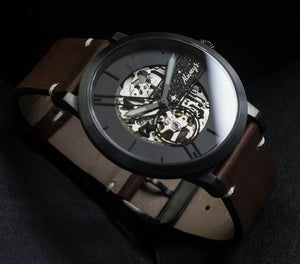 eoniq custom watch - brown vintage strap