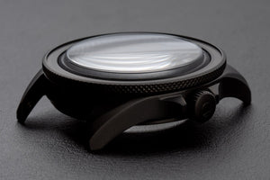 42mm DWC Black Diver Case - Knurled Bezel variant - PVD Black Stainless Steel - Sapphire Dome (DWC-CD-01)